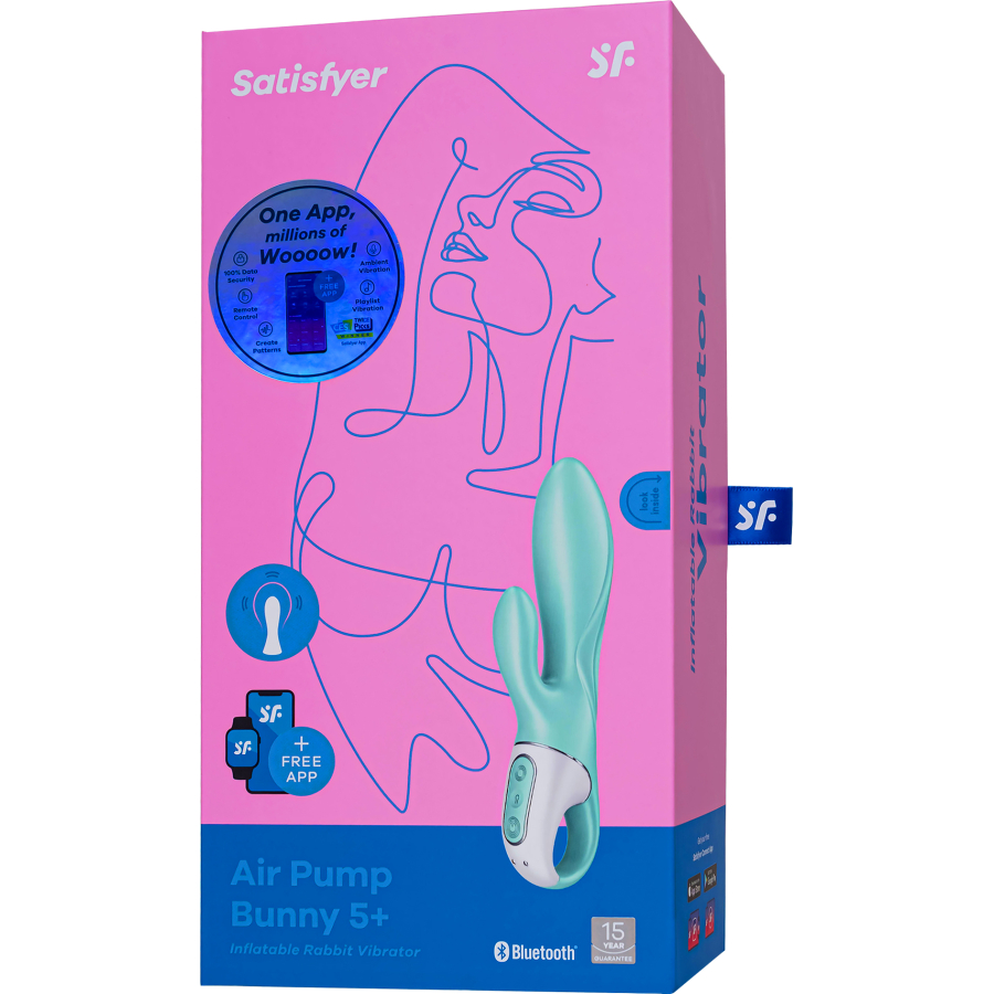 Satisfyer Air Pump Banny 5 Anal Vibratör, Silikon, yeşil, 15 cm