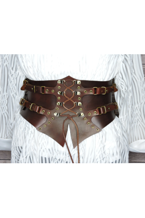 Steampunk Hakiki Deri Korse
