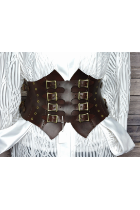 Steampunk Hakiki Deri Korse