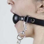 Genuine Leather Ball Gag + Nipple Clamp