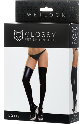 Glossy LOTİS Wetlook Jartiyer Çorabı