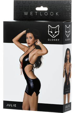Glossy JULİE Bağcıklı Wetlook Elbise