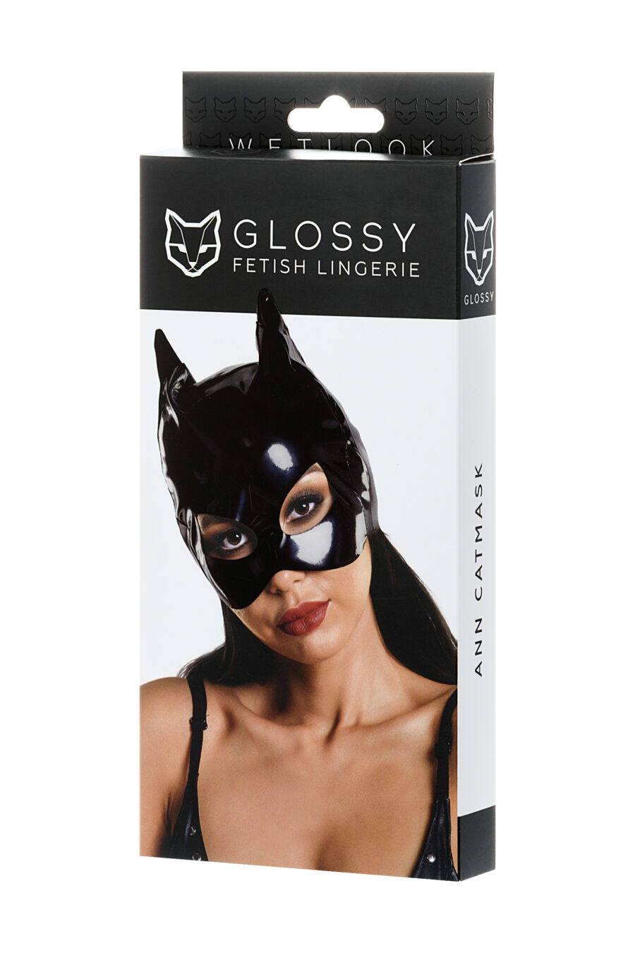 Glossy  ANN Deri Kedi Maskesi, Wetlook, siyah, OS