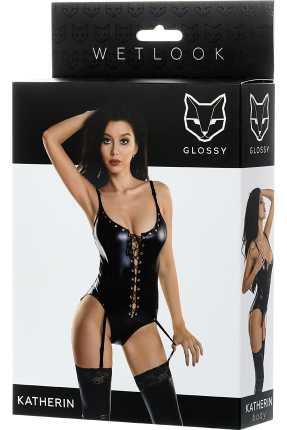 Glossy KATHERİN Wetlook Bodysuit Jartiyer