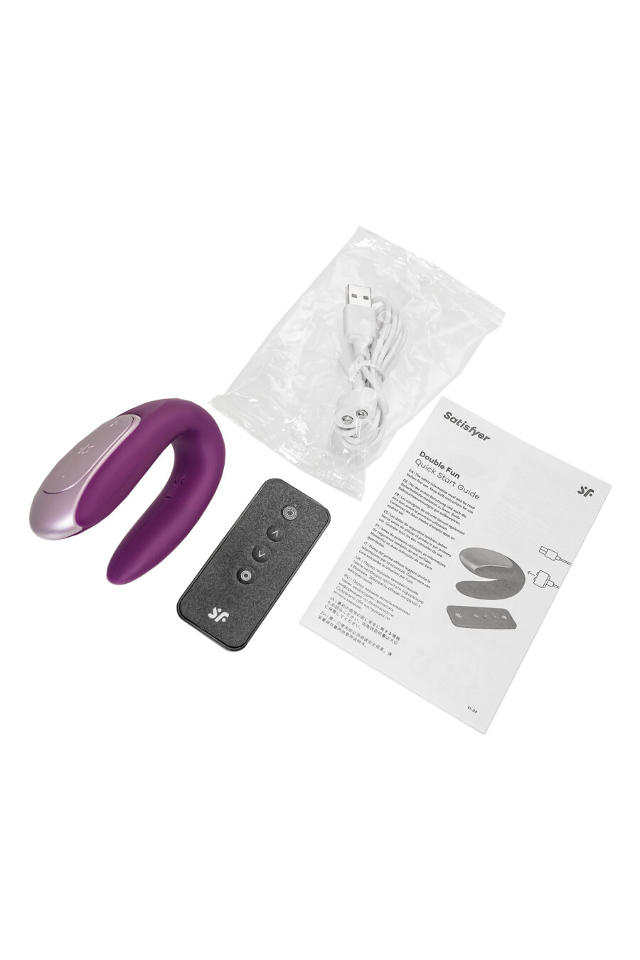 Satisfyer Double Fun Connect App Violet Çiftler İçin Mini Vibratör, silikon, mor, 18 cm