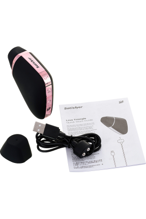 Satisfyer Love Triangle Vakum Dalgası Klitoral Stimülatör, Silikon, Siyah, 8,8 cm