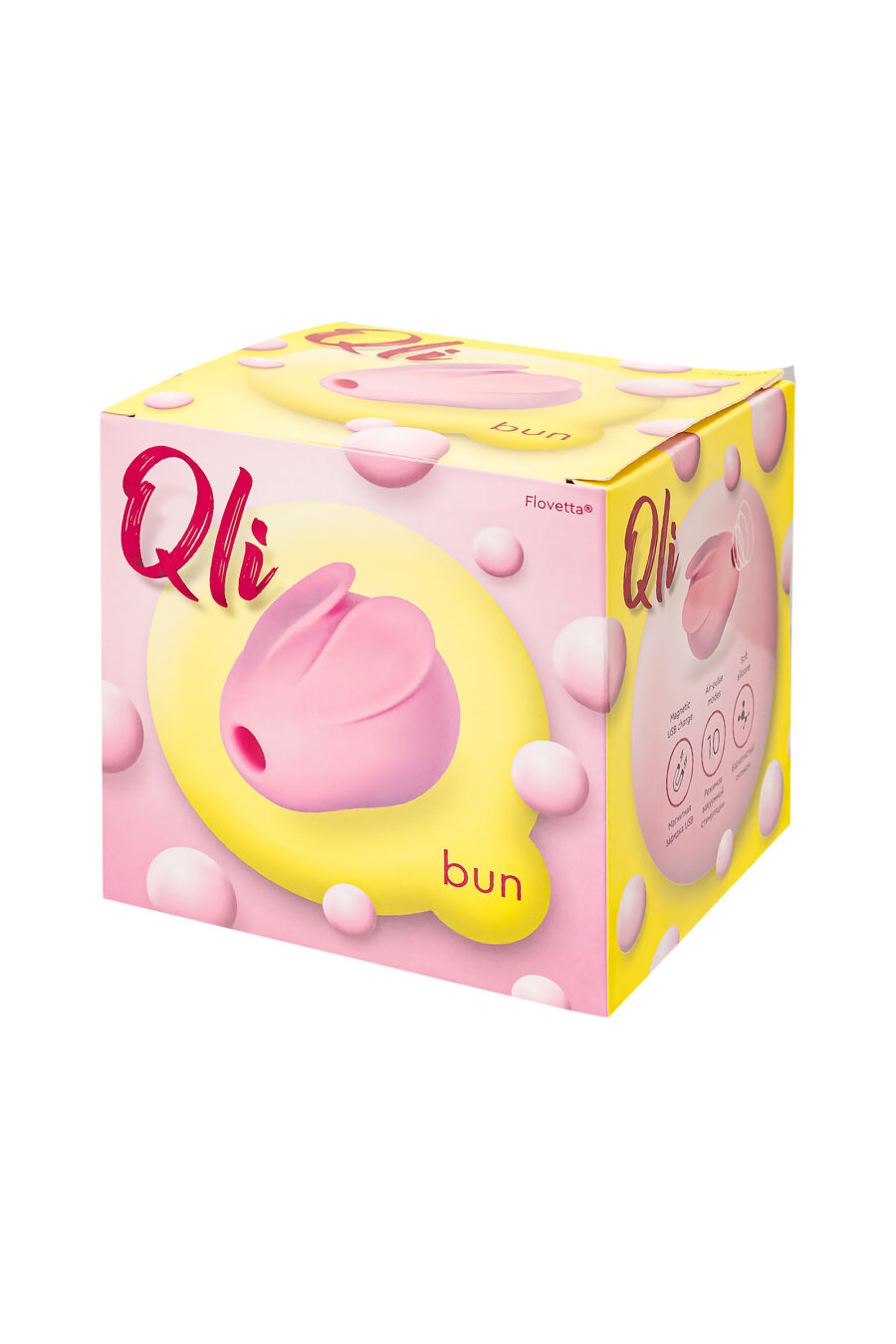 Qli by Flovetta Bun’dan vakum dalgası klitoral uyarıcı, silikon, pembe, 6,5 cm