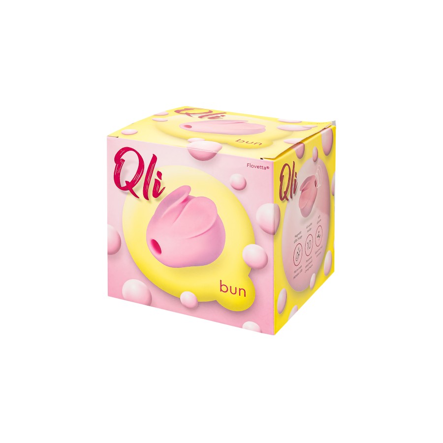 Qli by Flovetta Bun’dan vakum dalgası klitoral uyarıcı, silikon, pembe, 6,5 cm