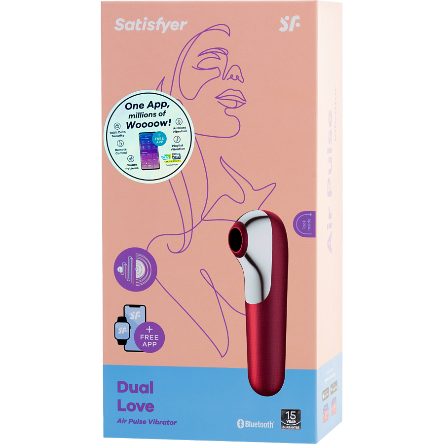 Satisfyer dual love pink vakum klitoral uyarıcı vibratör, silikon, kırmızı, 16 cm