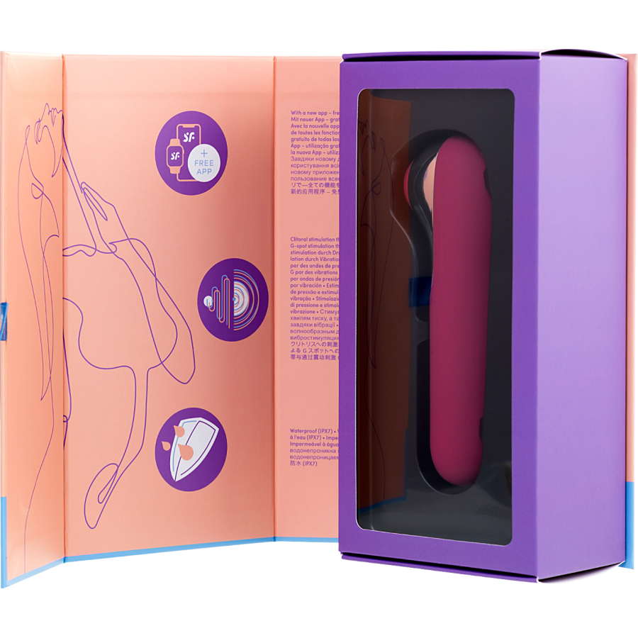 Satisfyer dual love pink vakum klitoral uyarıcı vibratör, silikon, kırmızı, 16 cm