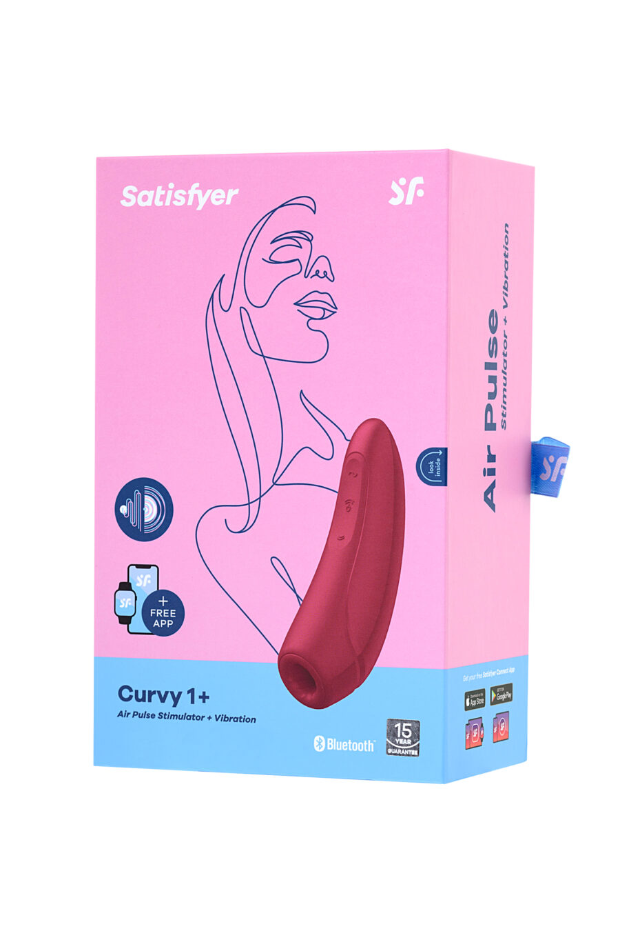 Satisfyer Curvy 1 Connect App Vakum Dalgası Klitoris Vibratörü, silikon, kırmızı, 14,3 cm