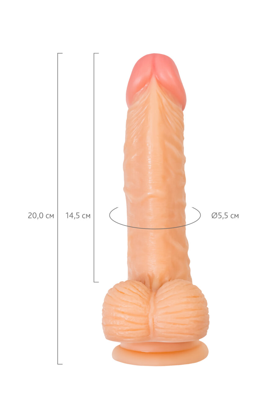 Gerçekçi Yapay Penis, PVC, 20 cm