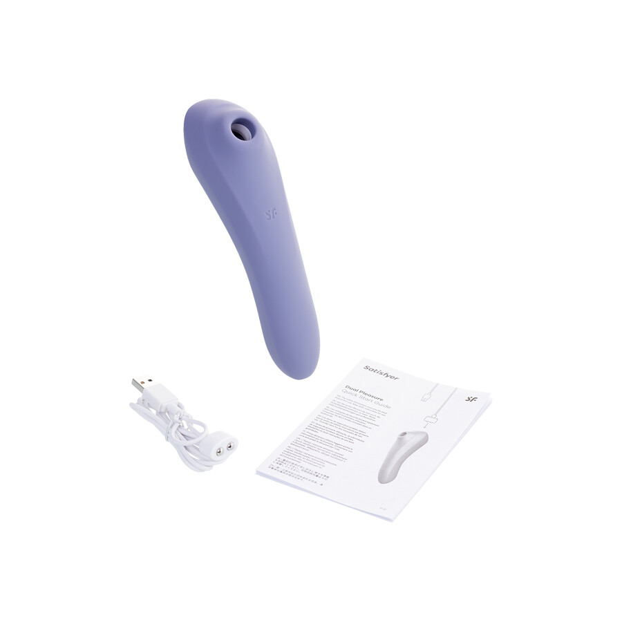 Satisfyer Dual Pleasure Vakum Dalgası Klitoral Vibratör, silikon, mor, 17.9 cm