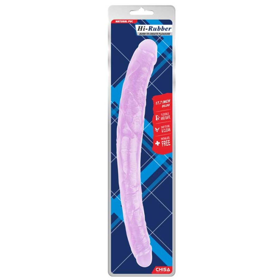 Hi-Rubber Şeffaf Jel Çift Taraflı Dildo – 45cm Mor