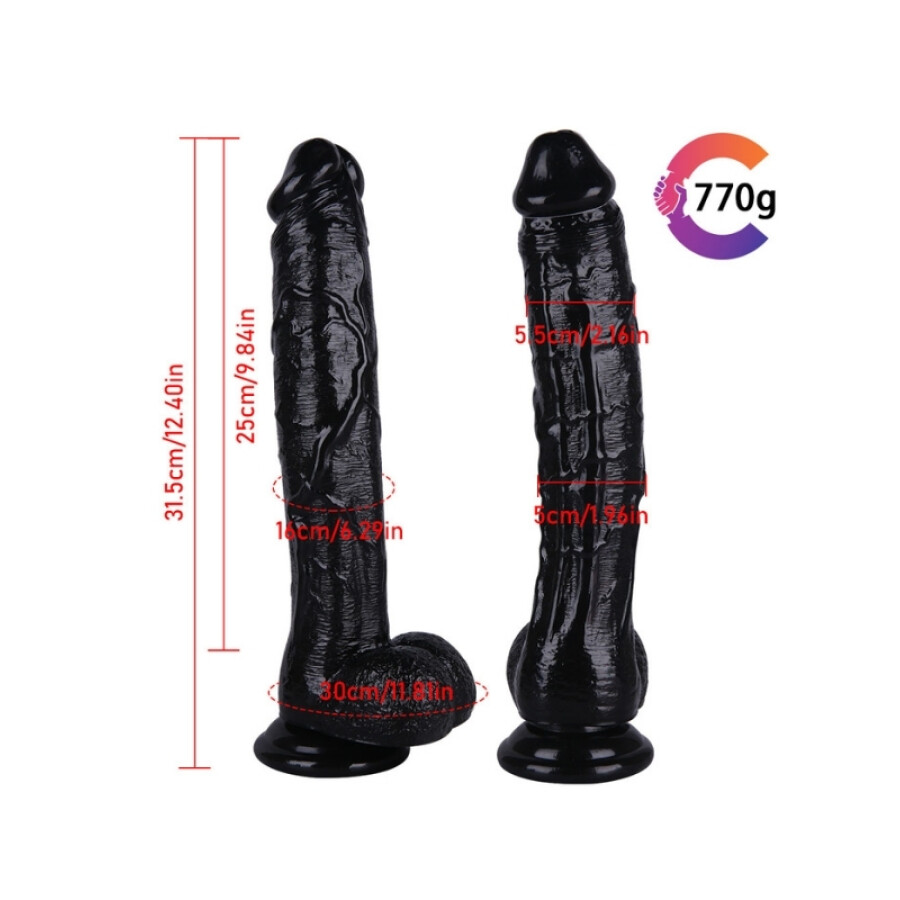 Noctis 31,5cm Siyah Realistik Dildo