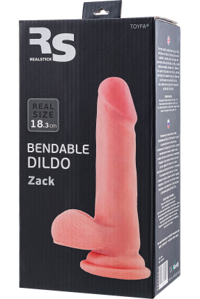RealStick Elite Zack Vantuzlu yapay penis, TPR, Çıplak, 18 cm