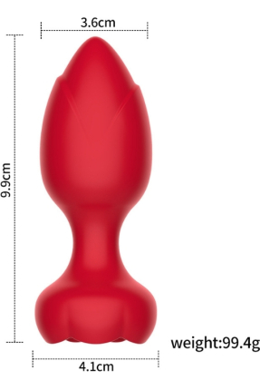 Telefon Kontrollü Full Covered Rubber Rose Anal Plug – Kırmızı
