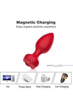 Telefon Kontrollü Full Covered Rubber Rose Anal Plug – Kırmızı