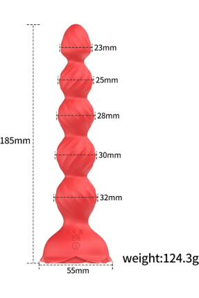 Telefon Kontrollü Haley Rose Pulled Beads Anal Plug – Kırmızı