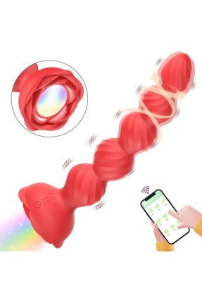 Telefon Kontrollü Haley Rose Pulled Beads Anal Plug – Kırmızı