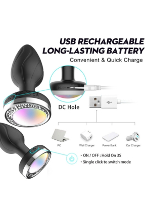 Led Işıklı Telefon Kontrollü Titreşimli Anal plug